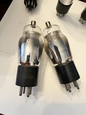 Type 24A ST Bottle Globe Pair Of Sylvania Engraved Base Power Vacuum Tubes