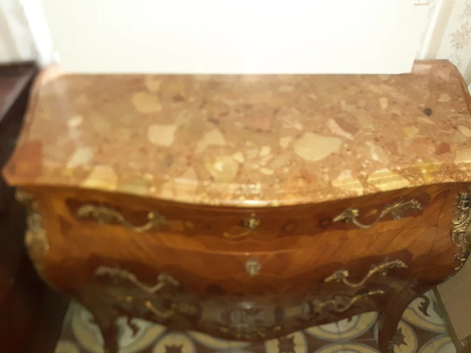 Commode 3 tiroirs Louis XV marqueté bois de rose - Photo 3/4