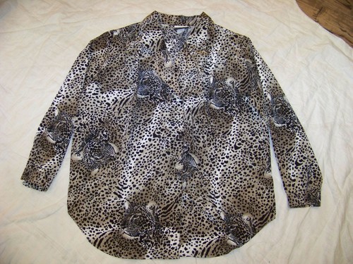 Vintage Roberta Di Castelli Leopard Print Blouse - Size 18 - Double Breasted - Picture 2 of 11