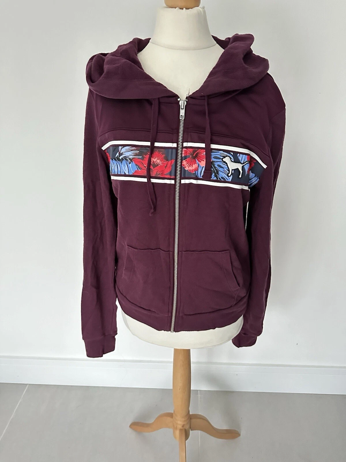 UNDERCOVER Felpa con cappuccio e zip rosa bambina Victoria Secret bordeaux stampa floreale taglia small V