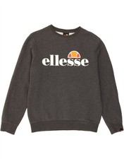 ELLESSE Womens Oversized Graphic Sweatshirt Jumper UK 10 Small Grey Cotton AR06