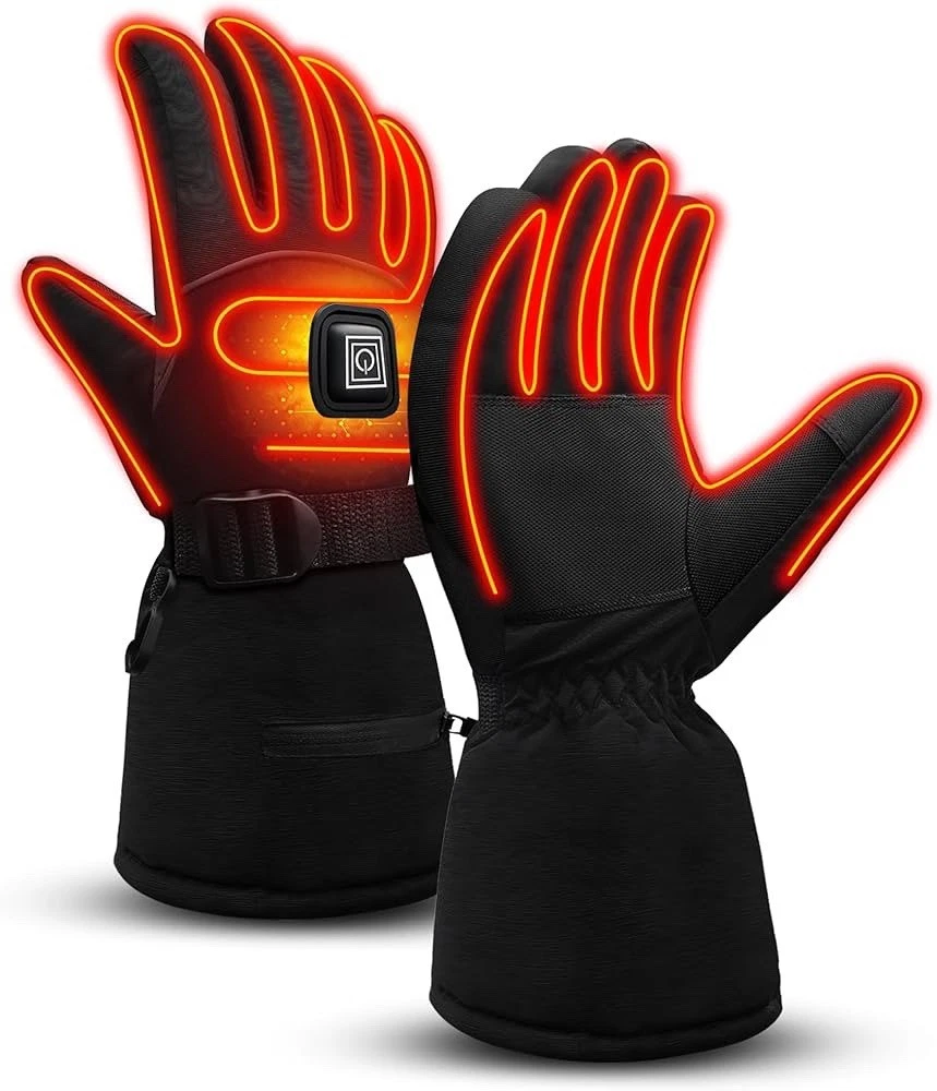 Heated Gloves, Waterproof Touchscreen Rechargeable Heated Gloves Large