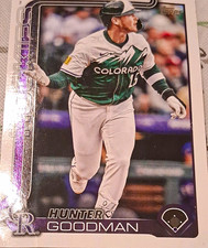 Topps 2025 Series 1 Hunter Goodman #140 Colorado Rockies Rookie MLB Card. rookie card picture