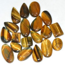 19 Pcs 335cts Natural Tiger Eye Cabochon Loose Gemstone Lot 30x14 15x14mm 18349