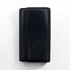 POLO RALPH LAUREN 5-ring key case in black leather with big pony