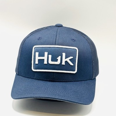Huk Fishing Performance Headwear White Blue Snapback Hat Cap Yupoong
