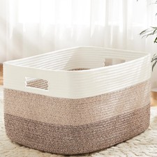 Blanket Basket,Rectangle Woven Baskets for Storage,65L Laundry Basket for Dec...
