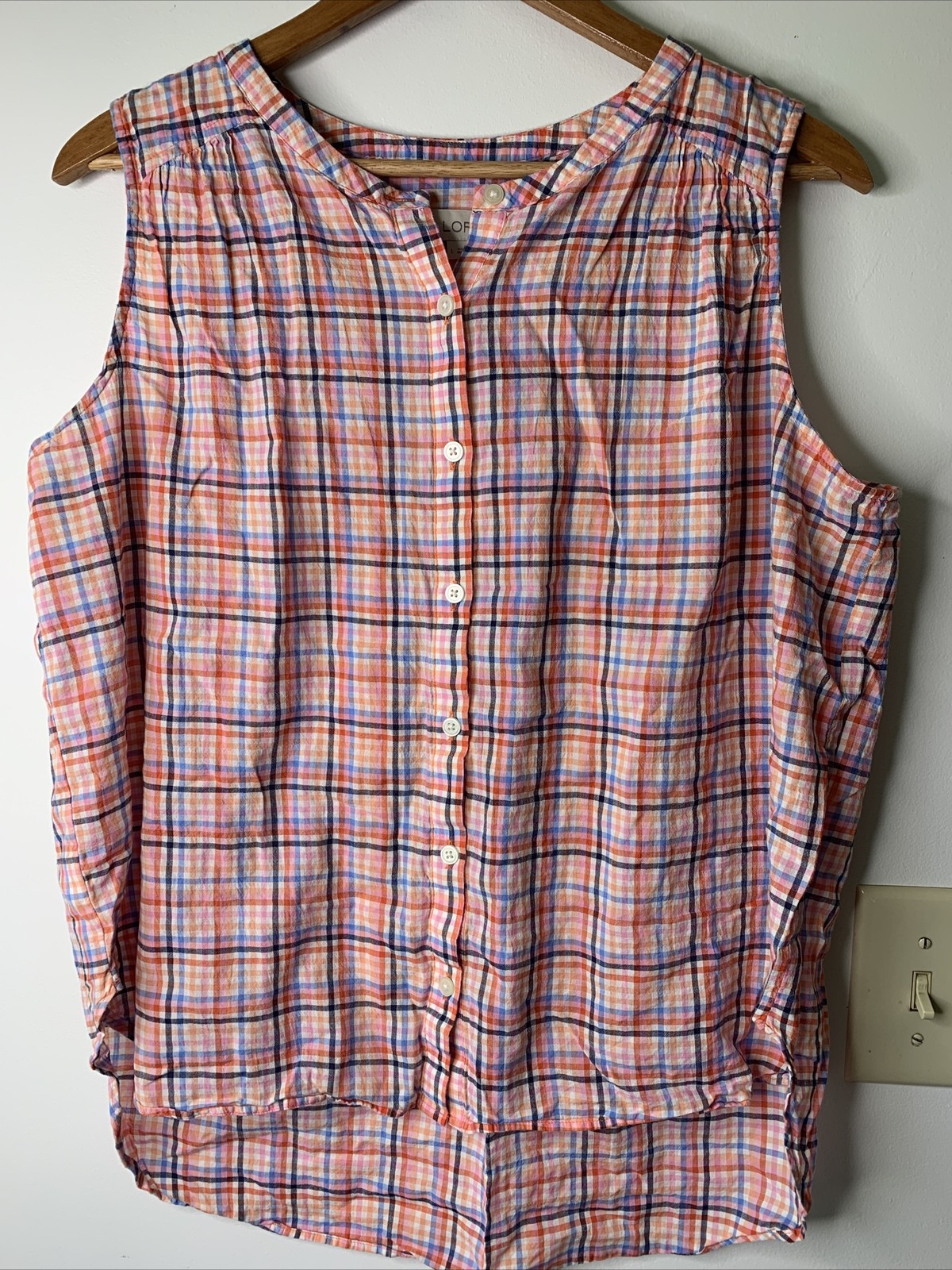 Loft Womens Sleeveless Shirt Button Up Large