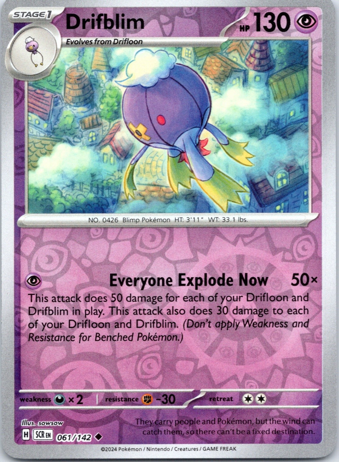 Drifblim Uncommon SV07: Stellar Crown 061/142 NM