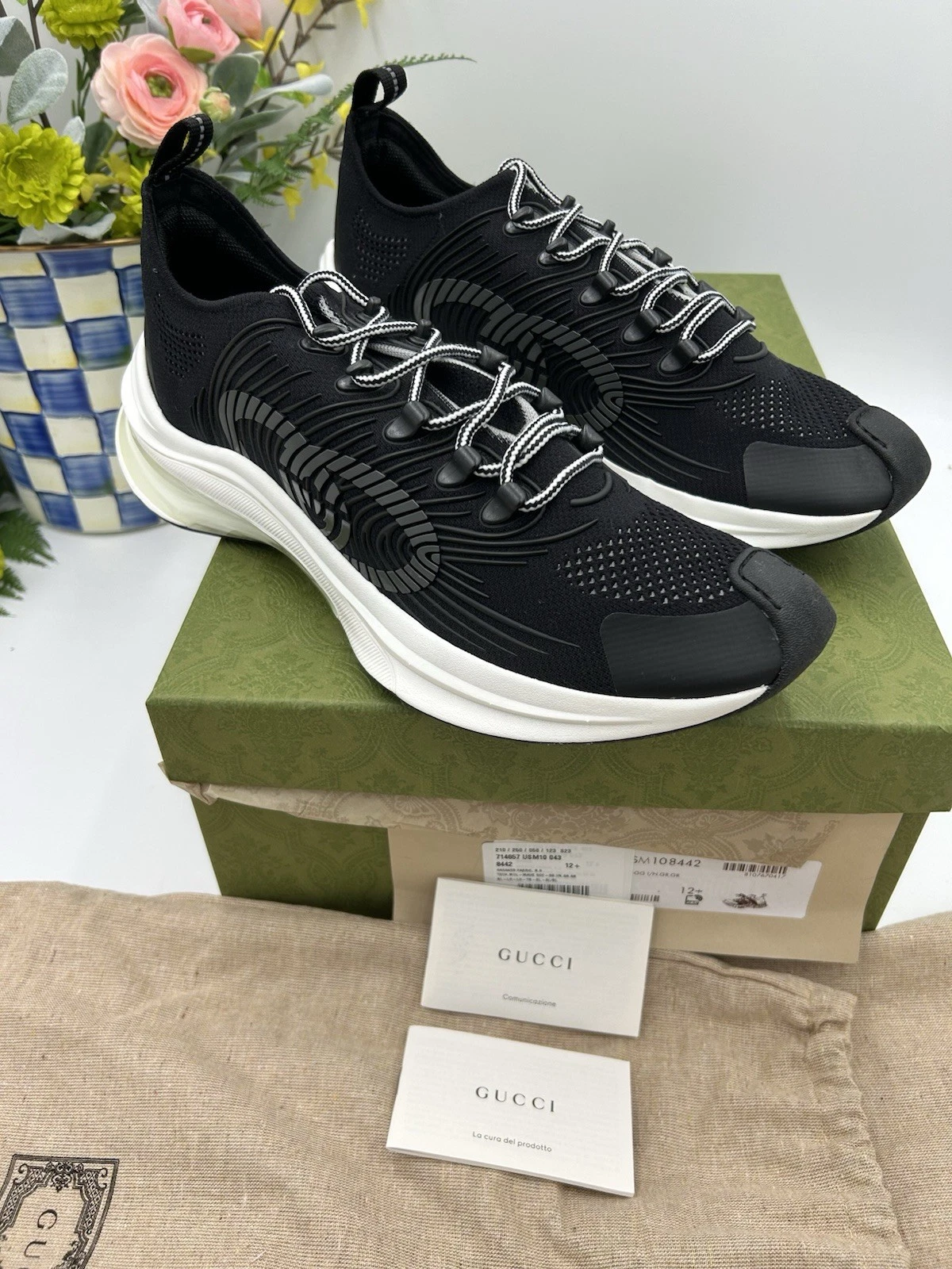 Baskets basses homme Gucci imbriquées G run taille 12,5 fabriquées en Italie