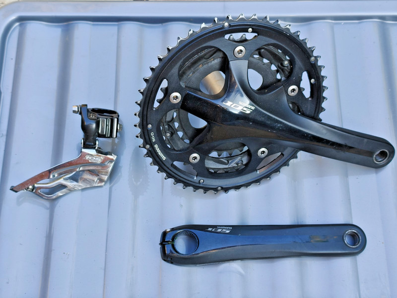 Shimano 105 FC-5703 Triple Crankset 175mm + FD-5703 Derailleur 50/39/30 10 Speed