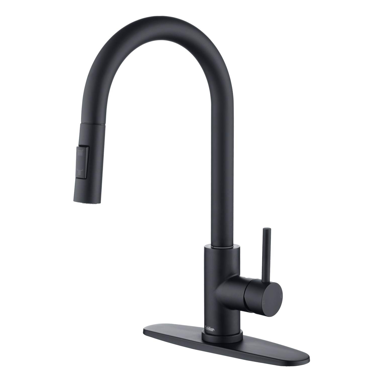 Tohlar Black Single Handle Pull-Down Sprayer Kitchen Faucet