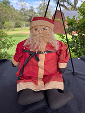 Vintage Primitive Folk Art Santa Doll 23 Handmade St. Nicholas Real Lambs Wool