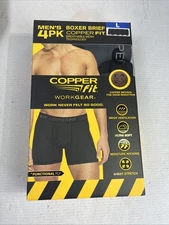 Copper Fit Men's Performance Boxer Briefs Size L Copper Infused D