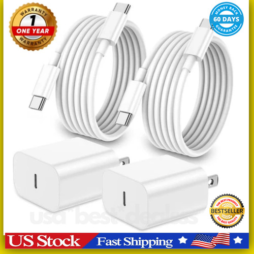 2 Original Carga Rapida USB-C De 20W Cargador Para iPhone 17 16 15 Pro Max Plus