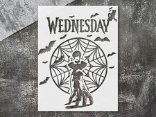 Halloween Wednesday Theme Stencil for Spooky DIY Crafts - StencilAir