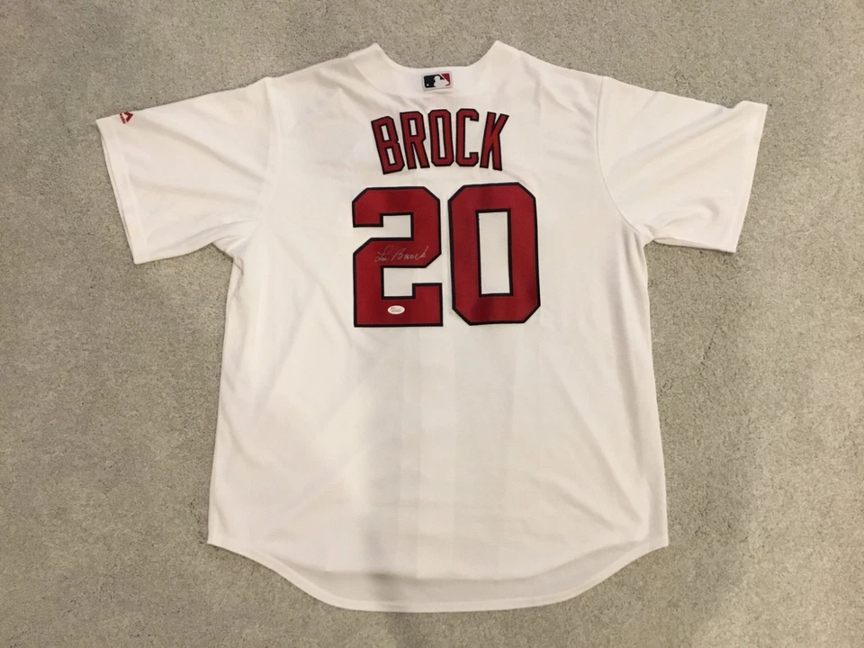 Lou Brock St. Louis Cardinals Signed MLB Majestic Jersey JSA - Image 3 of 4