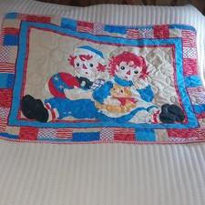 Raggedy Ann Andy Quilted Crib Quilt Multicolor Patchwork Blanket Vintage