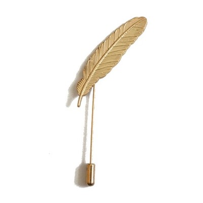 Hansicod Men's Feather Leaf Golden Flower Lapel Stick Brooch Pin for Suit