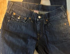 True Religion Jeans Mens 32x33.5 Blue Ricky Contrast Stitch Flap Pockets USA