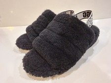 UGG Fluff Yeah Black Wool Slide Slippers Women's Size 9