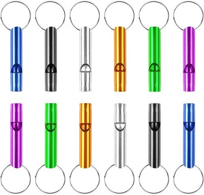 12 Pack Emergency Whistle Keychain, Aluminum Extra Loud Safety Whistles 6 Colors