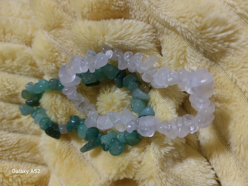 2er Set Naturstein Splitter Armbänder | Aventurin, Bergkristall