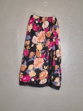 Band Of The Free Elegant Chic Floral Black Slip With Slit Womens Small NWT