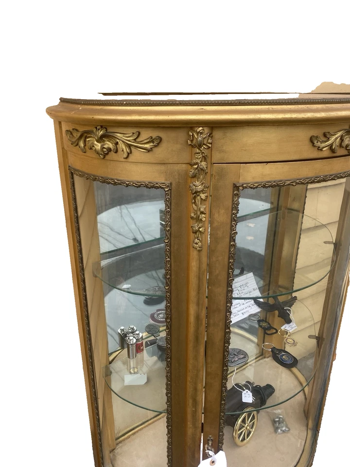 62863 Gold Decorator Bow Glass Curio  China Cabinet - Image 4 of 4