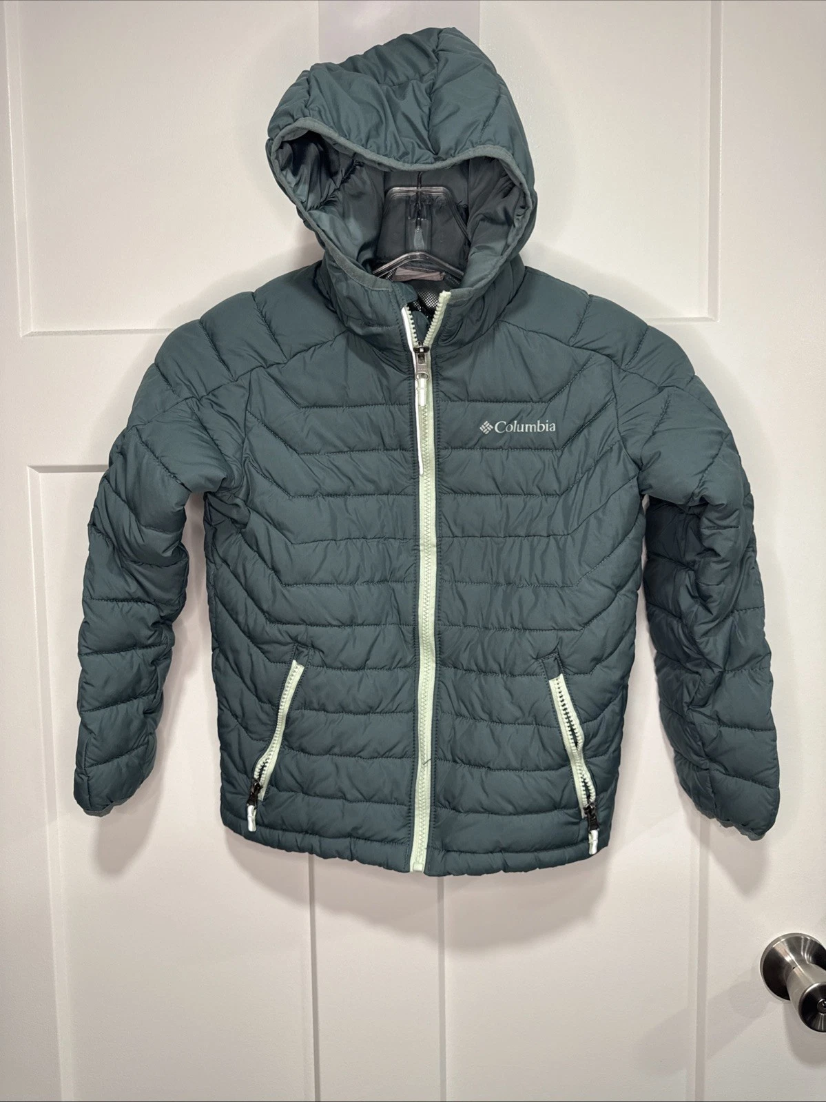 Columbia Hooded Full Zip Omni-Heat Jacket Youth Small (8) Powder Blue