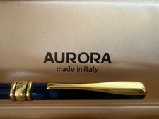 AURORA penna sfera Magellano lacca blu marmorizzata scrive vintage H