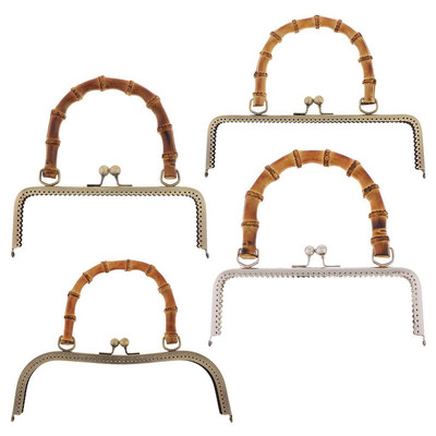 Rack Taschenverschluss mit Bambus Taschengriff für DIY Handarbeit Handtasche, Geldbeutel