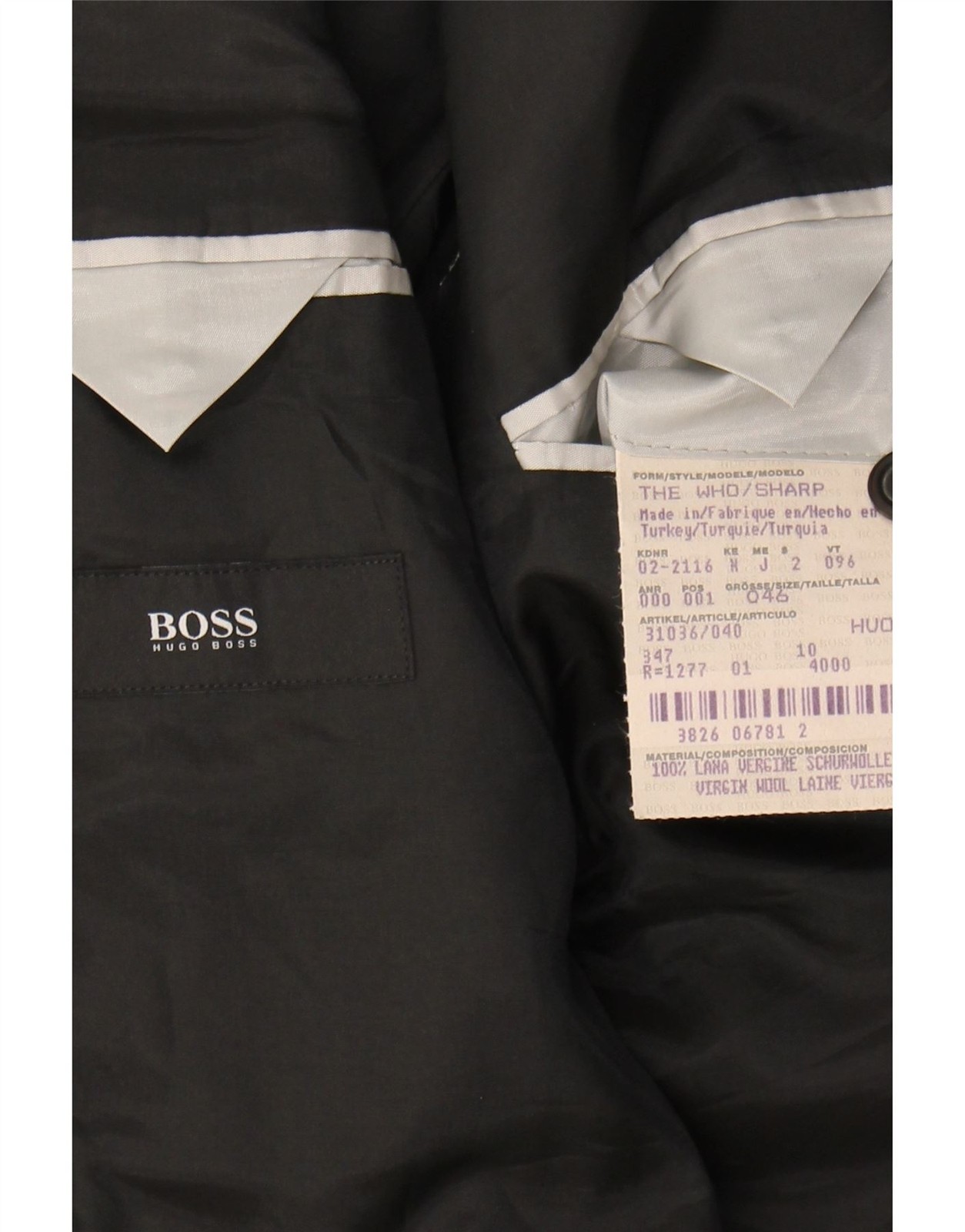 HUGO BOSS Mens 3 Button Blazer Jacket IT 46 Small Black Pinstripe CC03 thumbnail 3