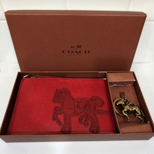 Coach CNY Chinese Lunar New Year of the Horse 68904 Red Keycase Keyring Set