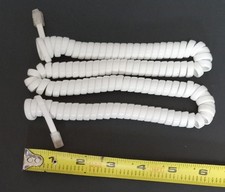 Antique telephone white coil handset cord Western Electric H4DU LONG Curly