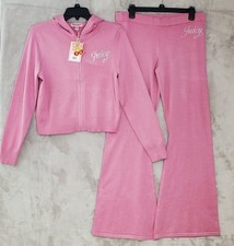 Juicy Couture Knit Tracksuit Size L Rose Pink Set Hoodie and Flare Pants NWT