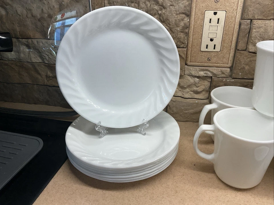 Corelle Corning MEJORAS 71/4" Pan Postre Ensalada Platos Laterales Tazas Remolino 24 piezas Foto 2 de 4