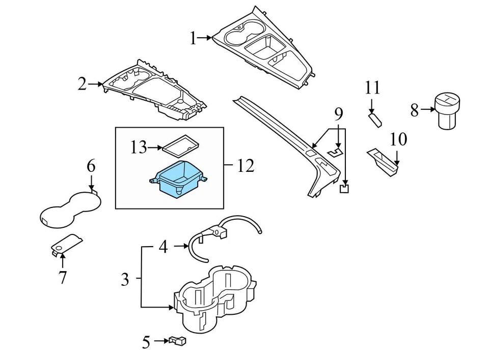 AUDI RS5 2018-2019 2021-2025 - Consola central delantera contenedor/bandeja de almacenamiento Foto 4 de 4