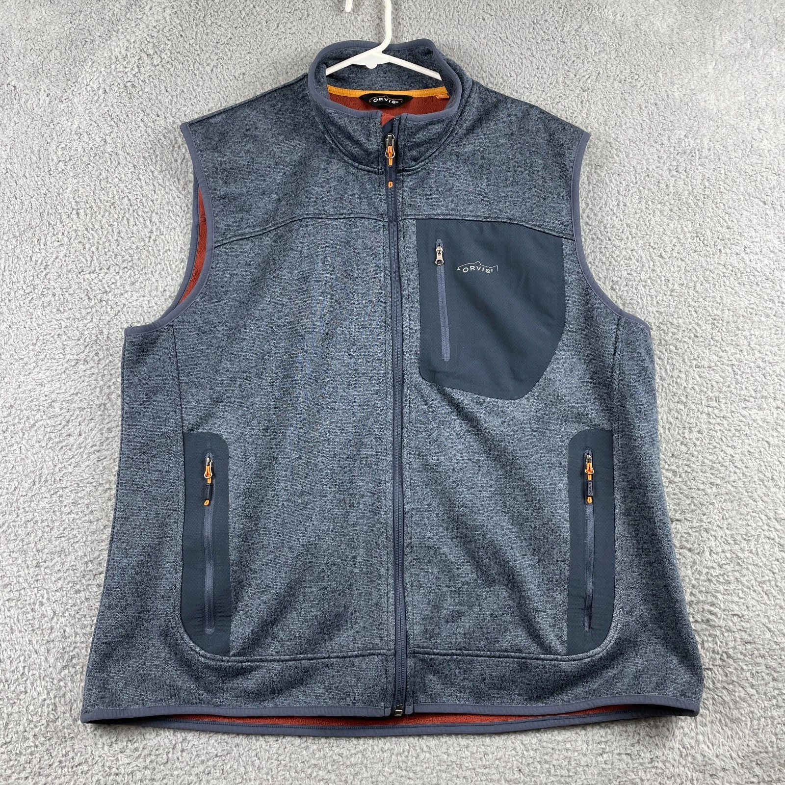 Orvis Vest Mens XXL Heather Grey Full Zip Trout Bum Fleece Fishing Performance