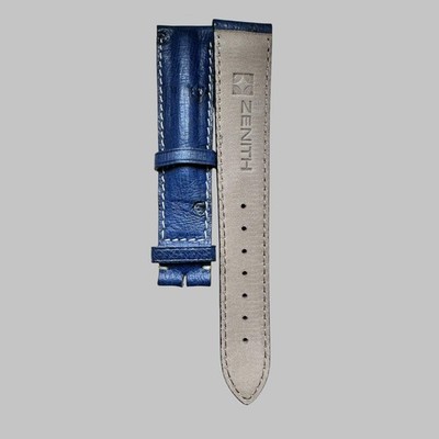 Zenith vintage leather strap blue 19mm
