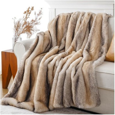 BATTILO Luxury Mink Faux Fur Throw Blanket 60''x80''