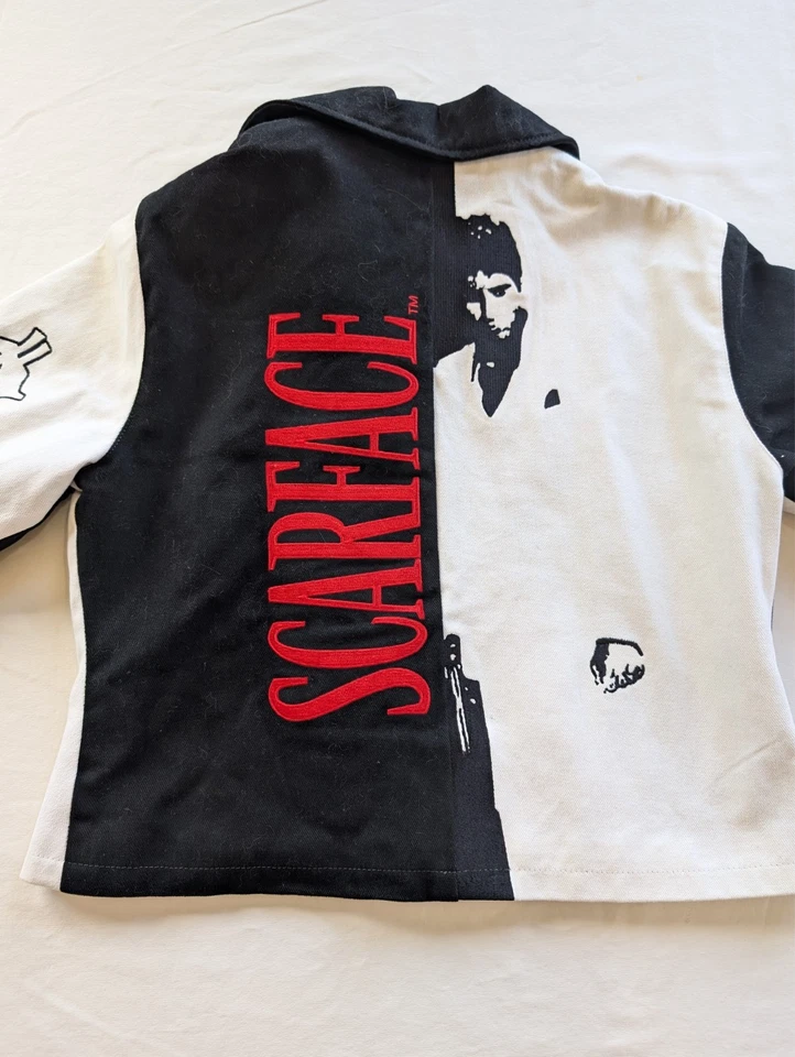 Vintage Scarface Women's Zip-Up Denim Jacket By JH Design - Size Large - Image 3 of 4