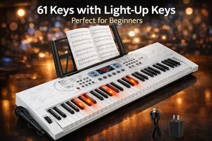 Keyboard Piano Lighted Keys pour débutants adultes adolescents, 61 Clé
