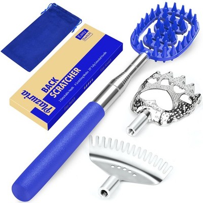 LARGE Back Scratcher Extendable for Men Women Telescoping Handle & 3 Heads Gift
