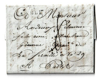 LAC de l'an 13 (1805) Marque postale : 71 / SABLE Chiffre taxe 4