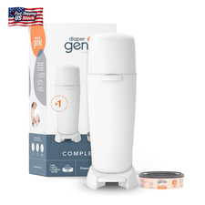 Diaper Genie Complete Diaper Pail White Includes 1 Refill Holds 270 Newborn