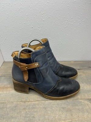 Pikolinos Womens US 9 Blue Leather Ankle Boots EUR 40 Zip Casual Comfort