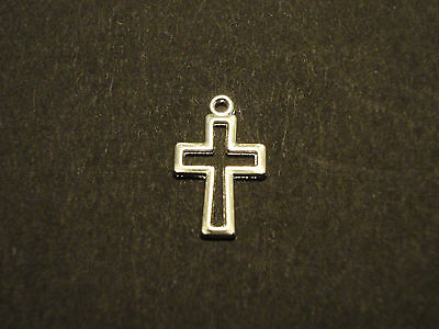 Lot Of 20 Pcs Hollow Cross Silver Plated Pendants Charms
