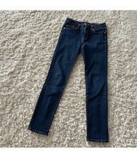7 For Mankind Girl's 5 Pocket Skinny Stretch Jean, Size 10, Dark Blue