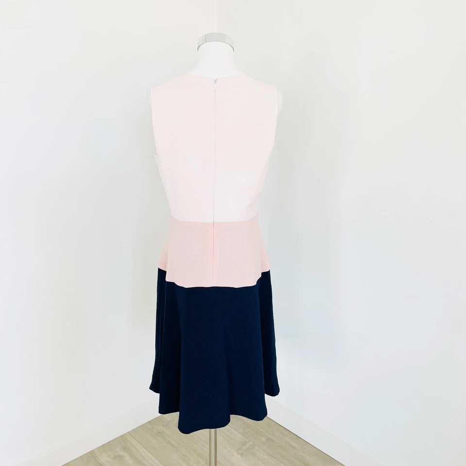 Karl Lagerfeld Paris A-Line Dress Womens Size 8 Pink Navy Colourblock Sleeveless - image 2 of 4